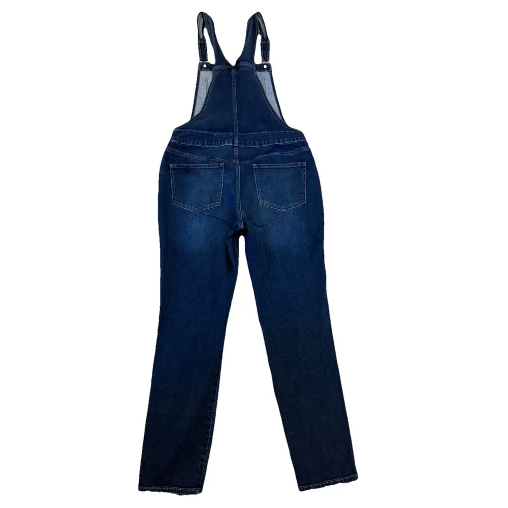 J.Crew Denim Skinny Overalls Med Wash Blue Jean Signature Stretch Size Medium‎